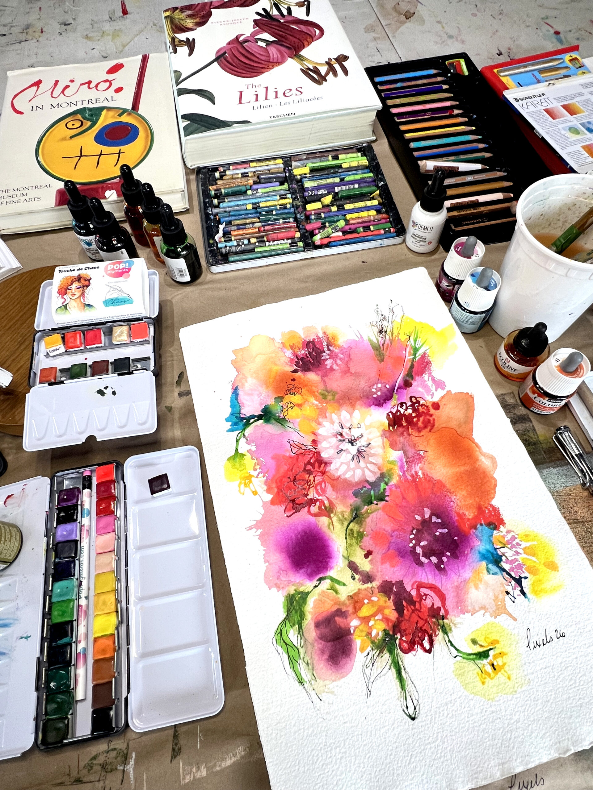 Atelier bouquet libre - mise en scene